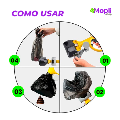 Pala Portátil para Recoger Desechos + Dispensador de Bolsas