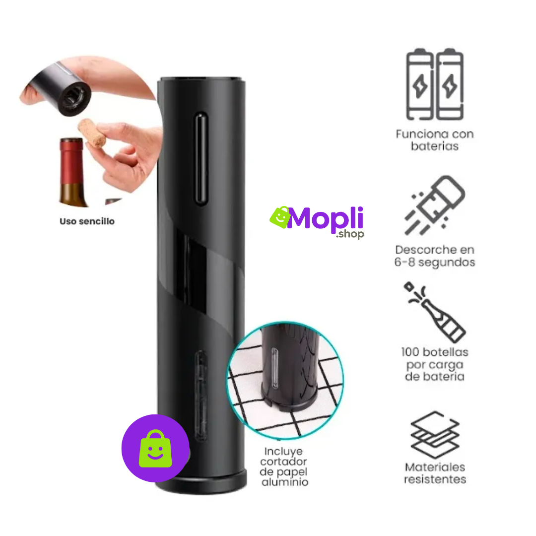 Sacacorchos eléctrico de un botón – Abre tu vino sin esfuerzo