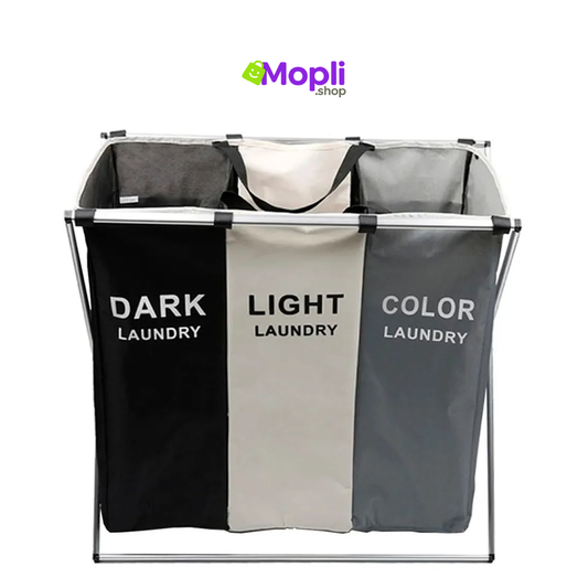 Cesto triple plegable para ropa sucia – Separa y organiza fácilmente