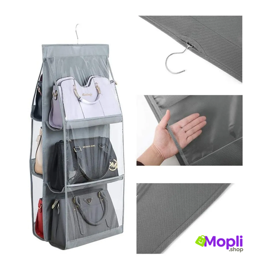 Organizador de bolsos para armario – 8 bolsillos resistentes y prácticos