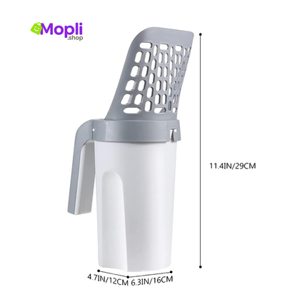 Recogedor de arena para gatos con bolsa y soporte – Limpieza sin contacto