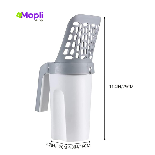 Recogedor de arena para gatos con bolsa y soporte – Limpieza sin contacto